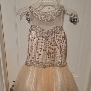 Sparkling Cream and Gold Formal Kids Dress